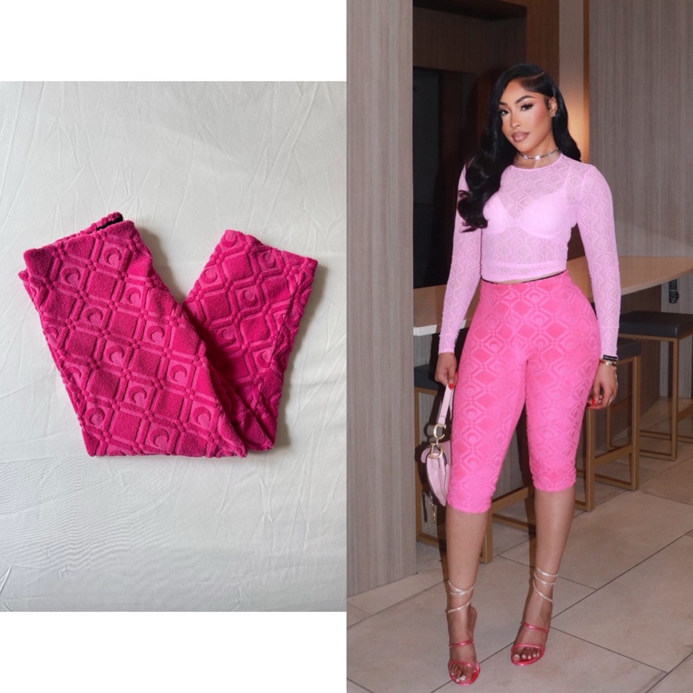 MARINE SERRE Jacquard Leggings -  Pink